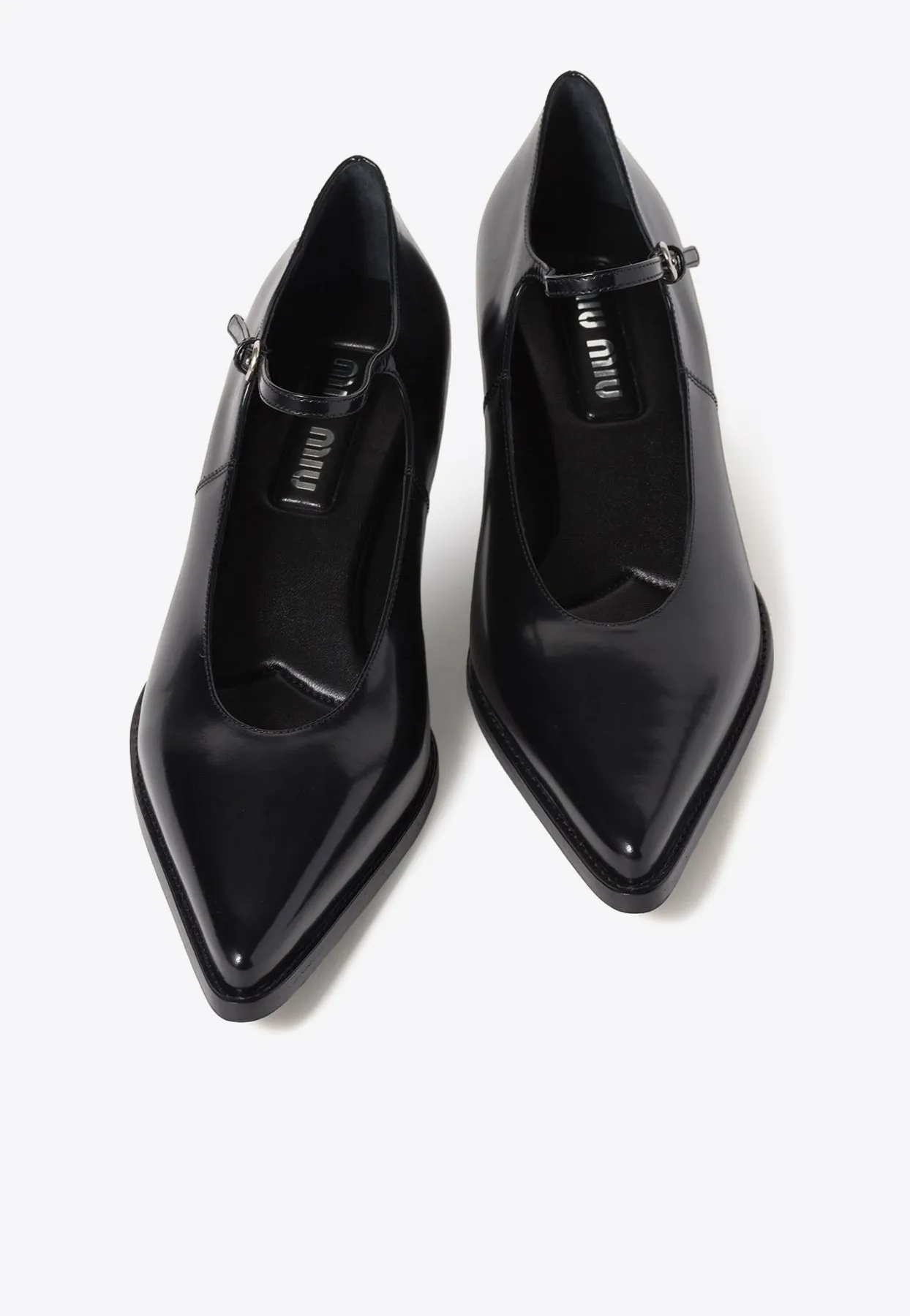 35 Mary-Jane Pumps in Brushed Leather