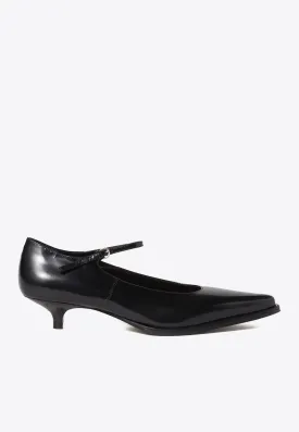 35 Mary-Jane Pumps in Brushed Leather