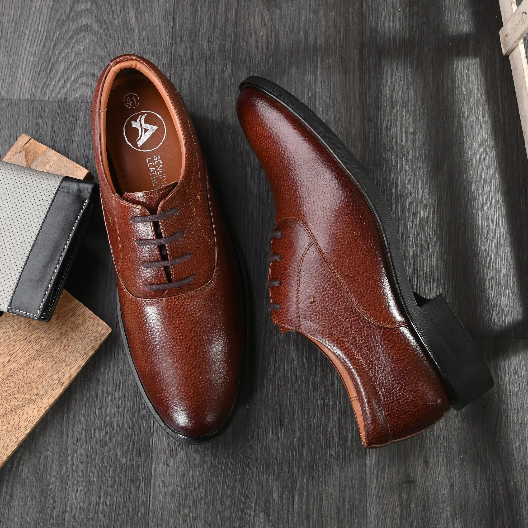 Aged Oxford Full Grain Leather Derby Lace Ups