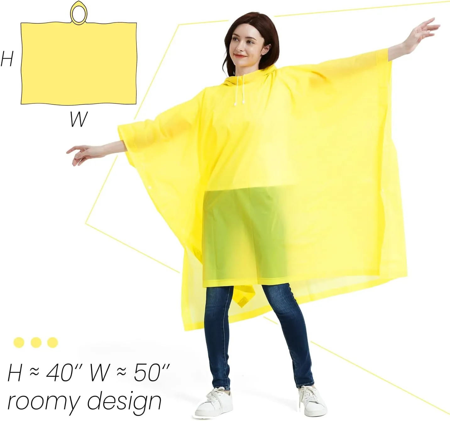 ANTVEE Reusable Rain Ponchos for Adult 2 Pack for Women and Men with Drawstring Hood