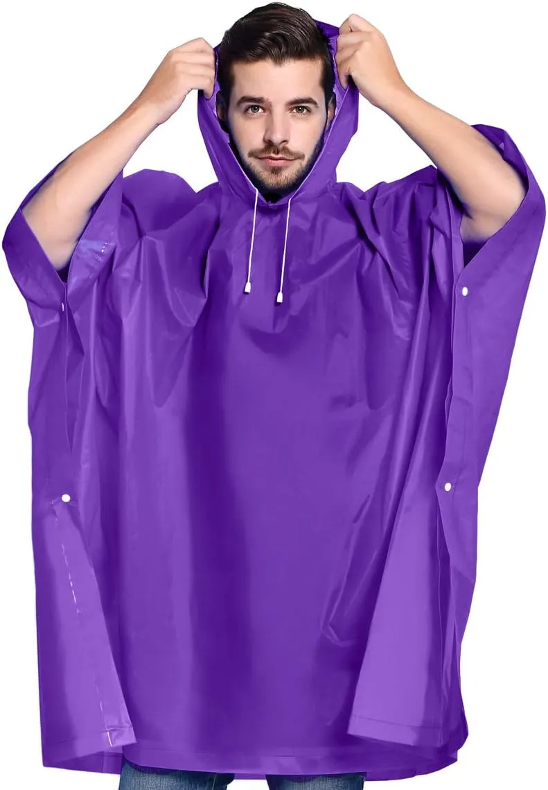 ANTVEE Reusable Rain Ponchos for Adult 2 Pack for Women and Men with Drawstring Hood