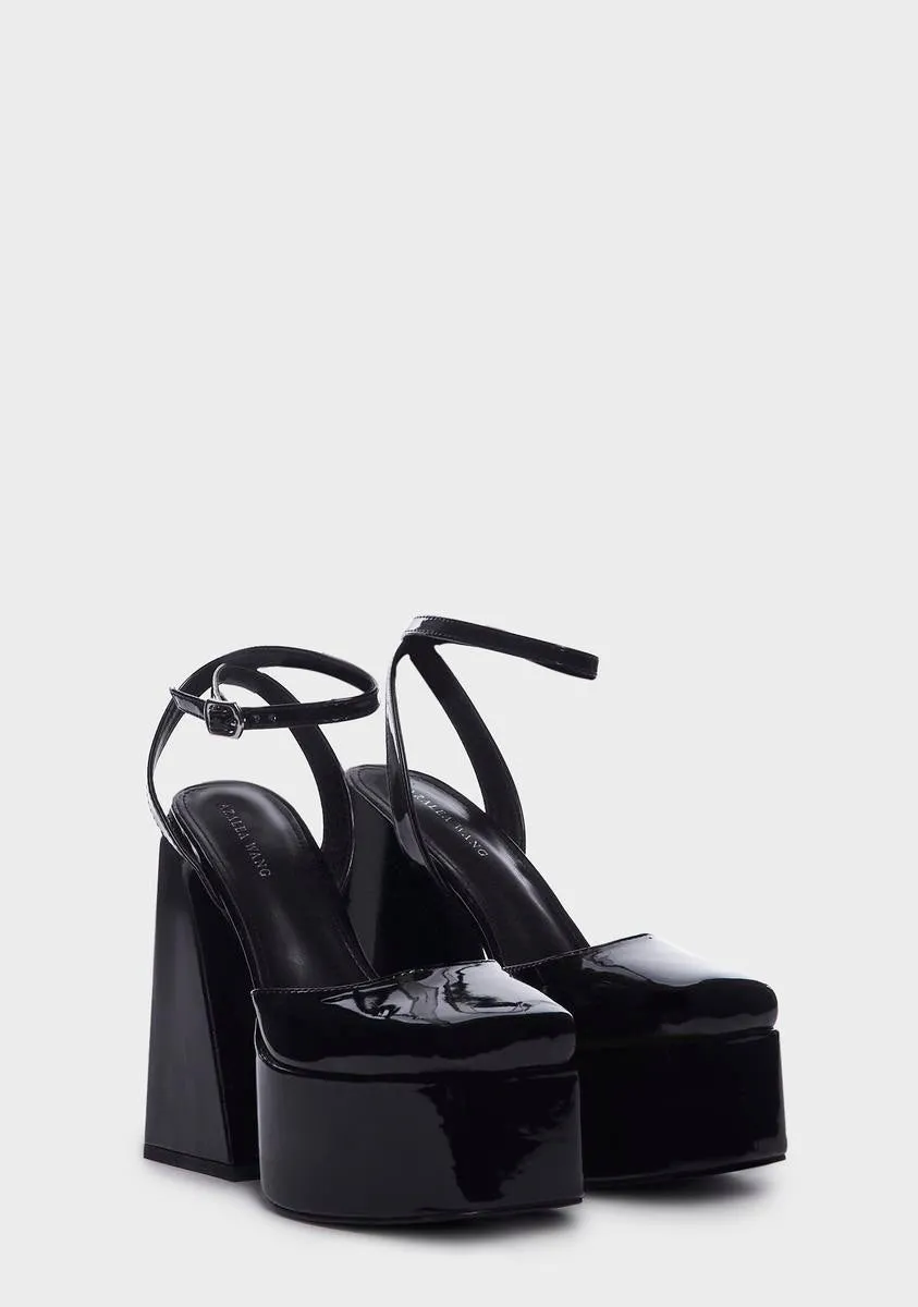 Black Clementine Block Heels