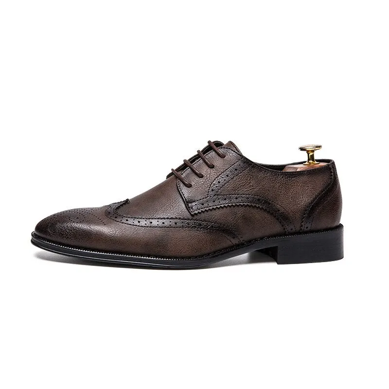 Brogue Formal Shoes Men Dress Leather Shoes Fashion