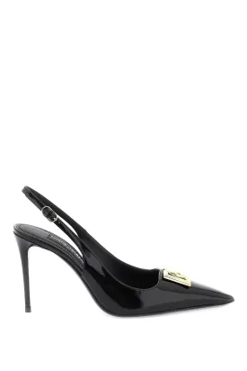 Dolce & gabbana glossy leather lollo slingback pumps