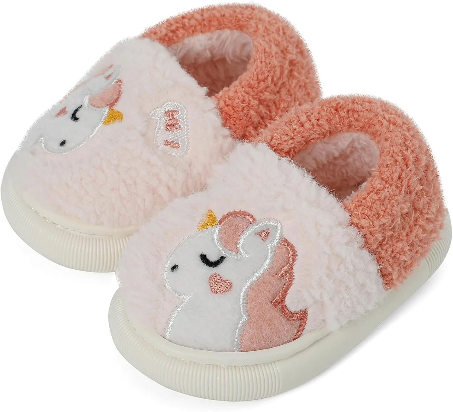 KAKU NAUN Toddler Kids Unisex Slippers Animal Winter Warm Furry Shoes for Boys Girls