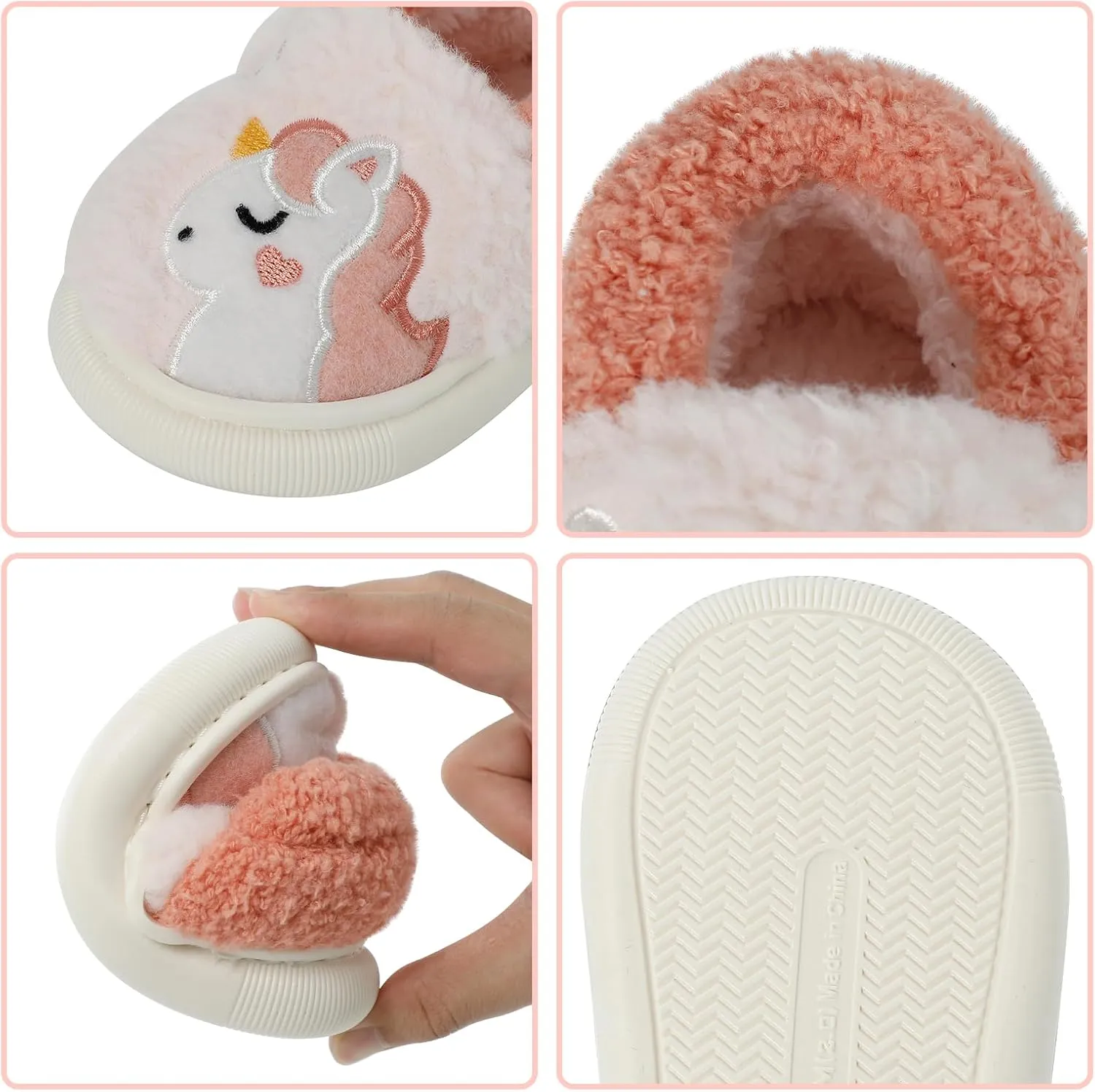 KAKU NAUN Toddler Kids Unisex Slippers Animal Winter Warm Furry Shoes for Boys Girls