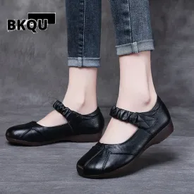 kamames comfortable autumn summer black leather shoes for women flatss oxford moccasins ballet shoes woman flat