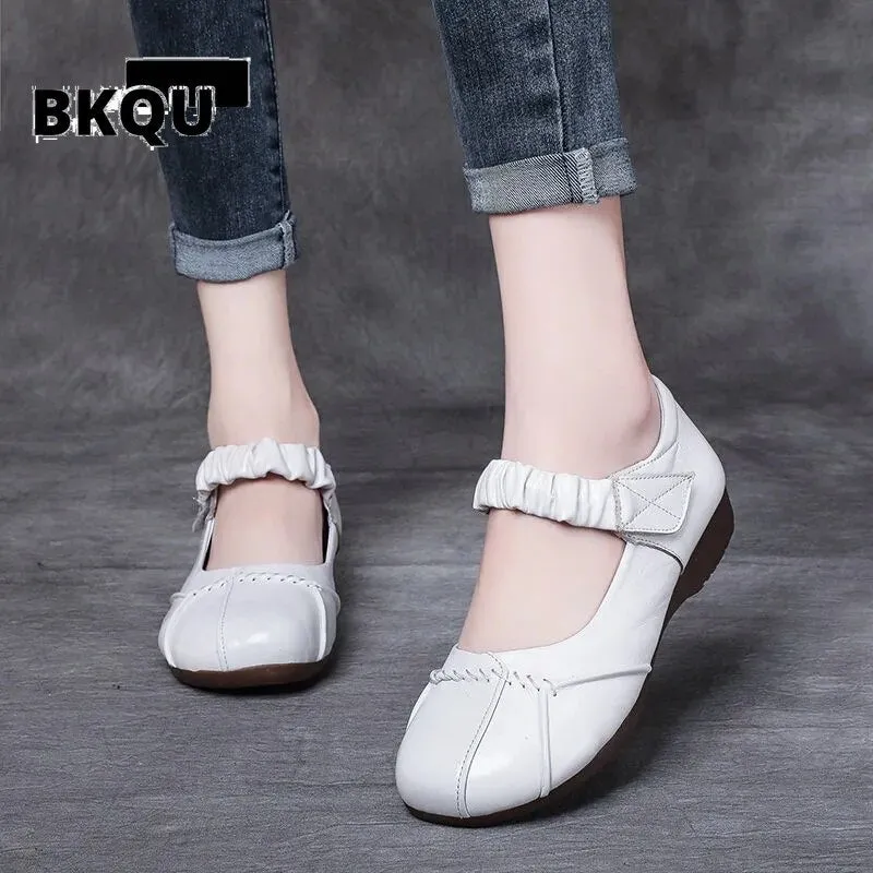 kamames comfortable autumn summer black leather shoes for women flatss oxford moccasins ballet shoes woman flat