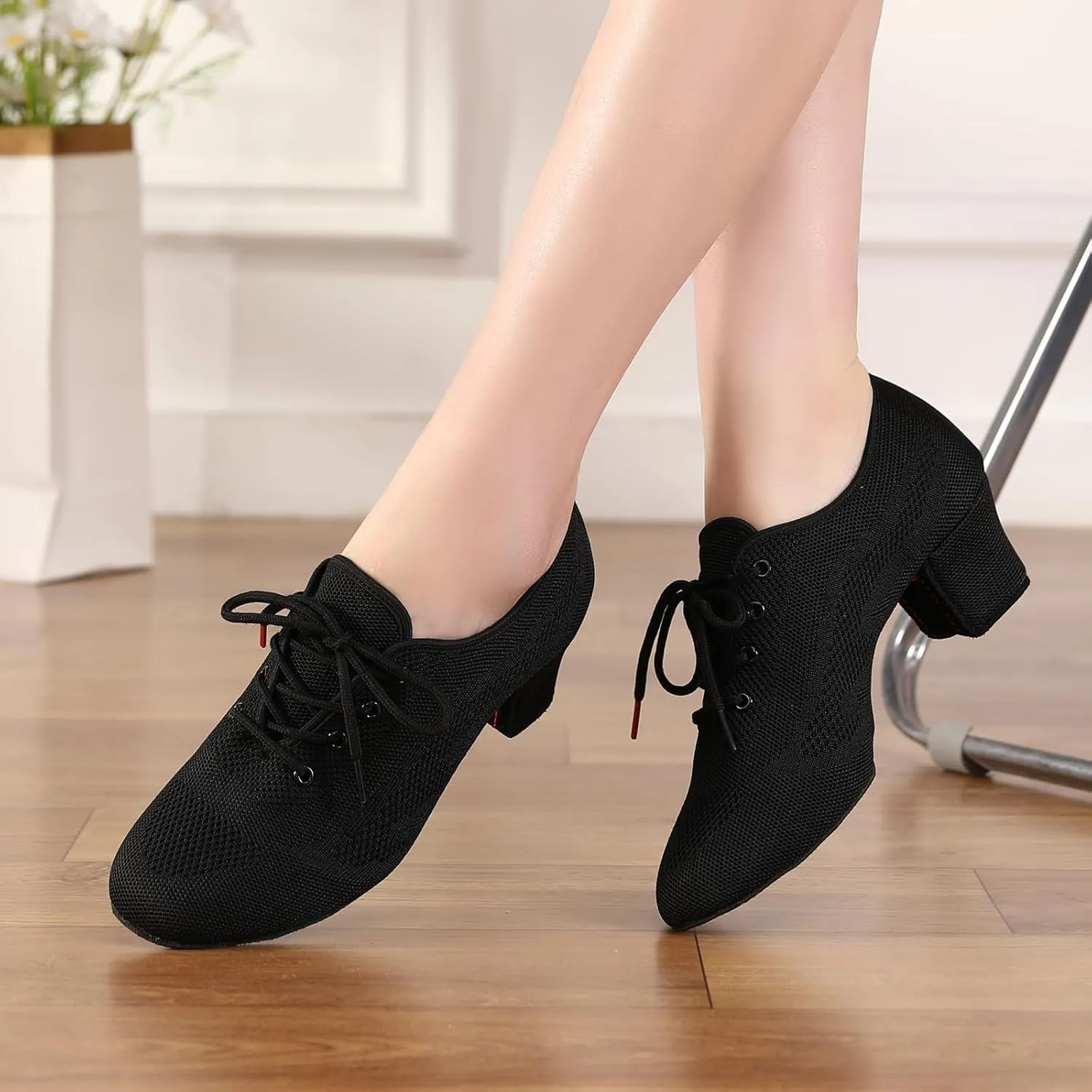 Latin Dance Shoes Women Lace up Ballroom Salsa Tango Practice Teaching