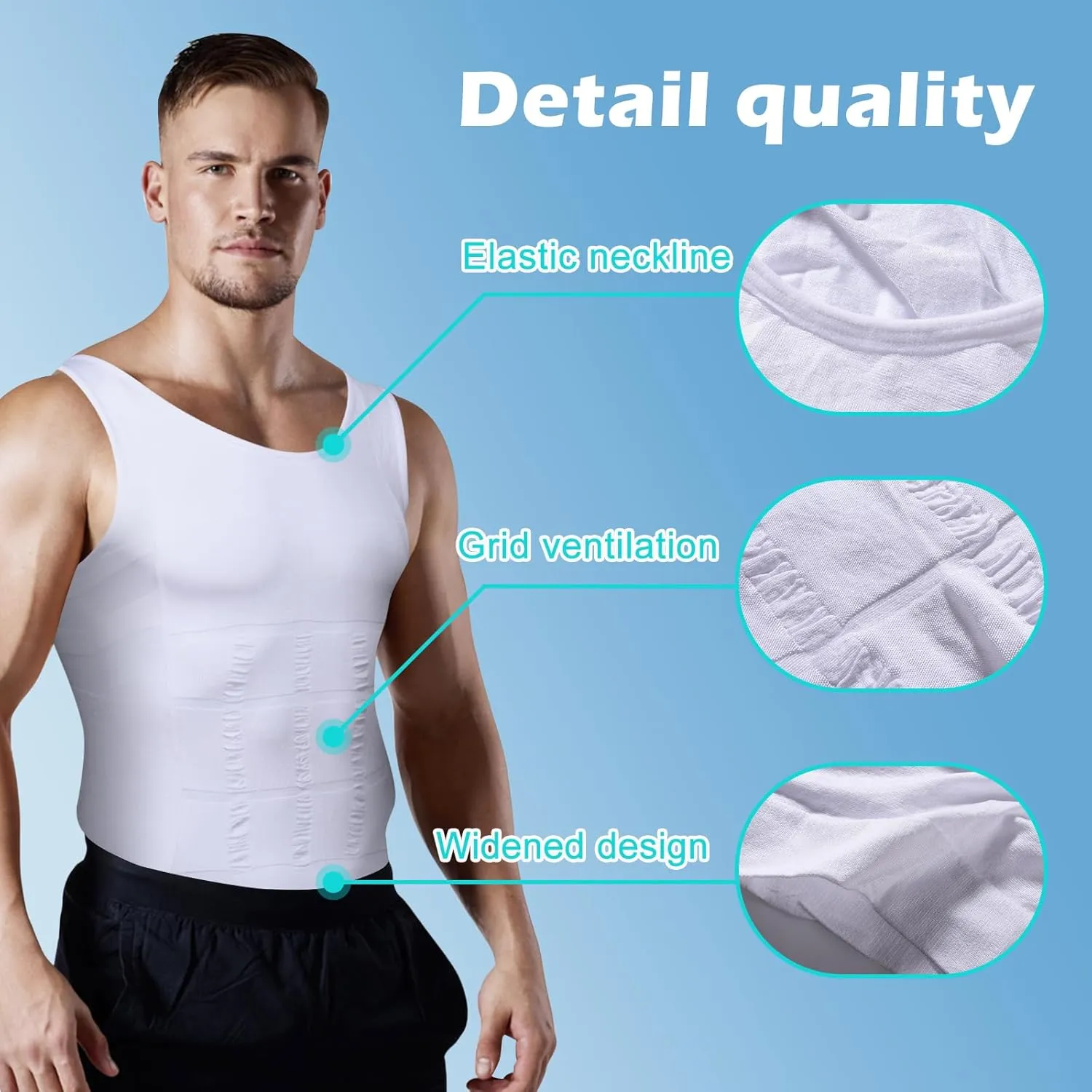 Mens Compression Shirt Slimming Body Shaper Vest Workout Tank Tops Abs Abdomen Undershirts