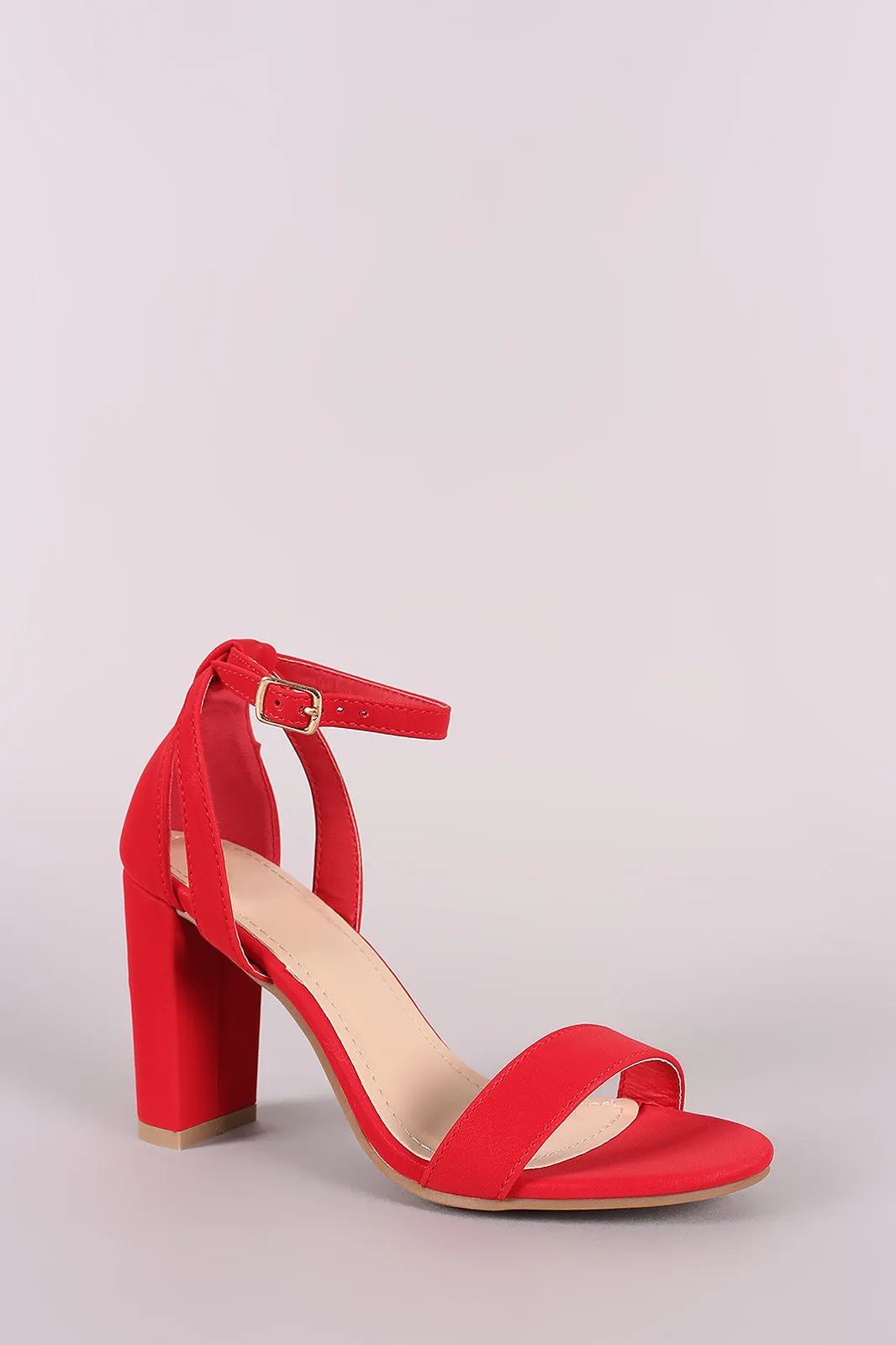 Nubuck Ankle Strap Chunky Heel