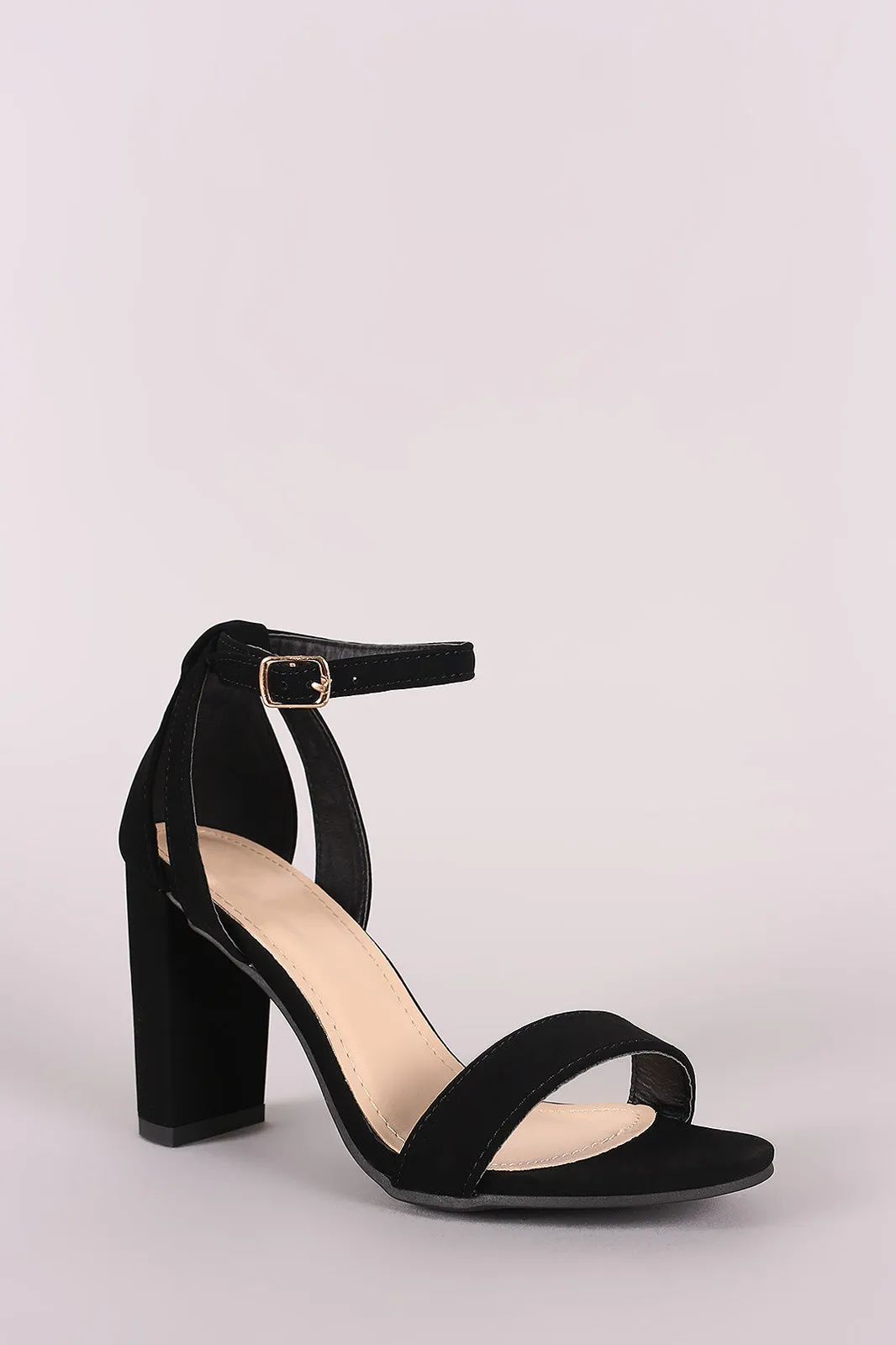 Nubuck Ankle Strap Chunky Heel