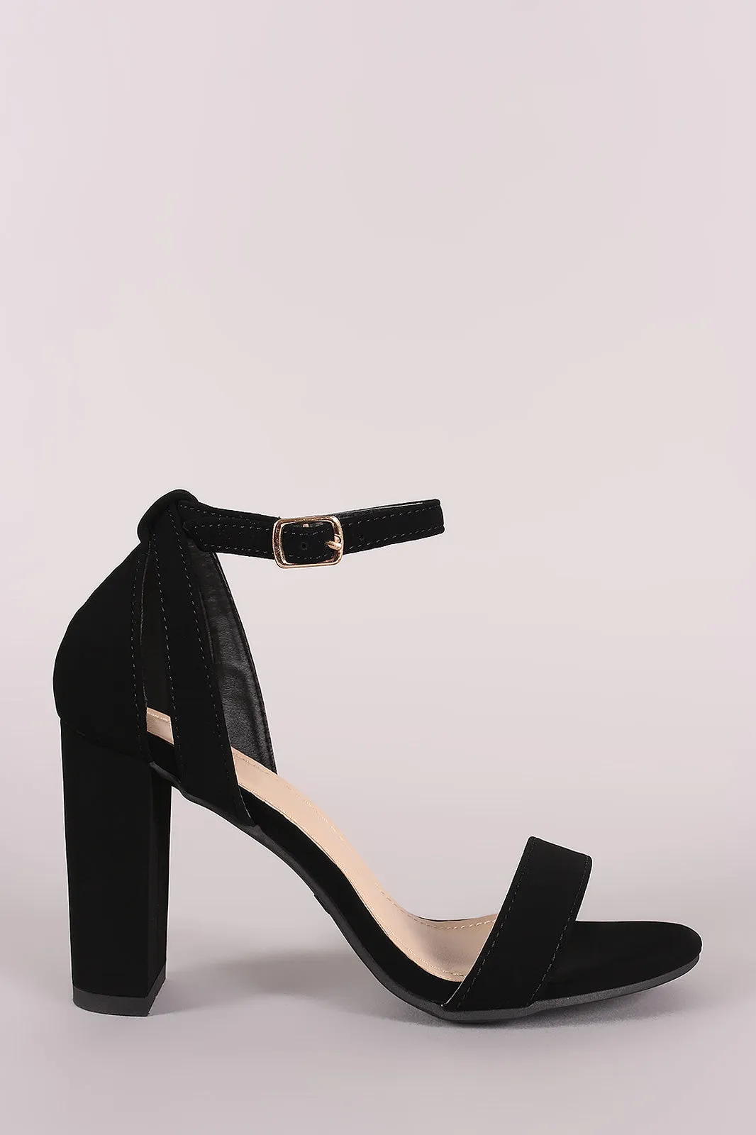 Nubuck Ankle Strap Chunky Heel