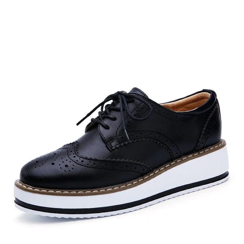 Spring Autumn Flat Oxford Shoes For Women Platform Shoes Woman Brogue Patent Leather Flats Lace Up Women Shoes Female