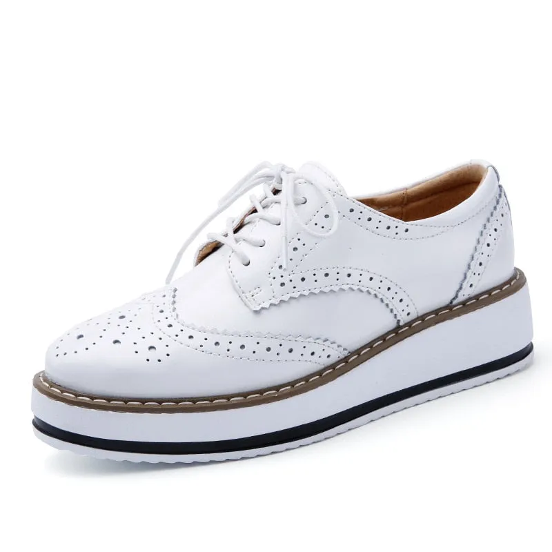 Spring Autumn Flat Oxford Shoes For Women Platform Shoes Woman Brogue Patent Leather Flats Lace Up Women Shoes Female