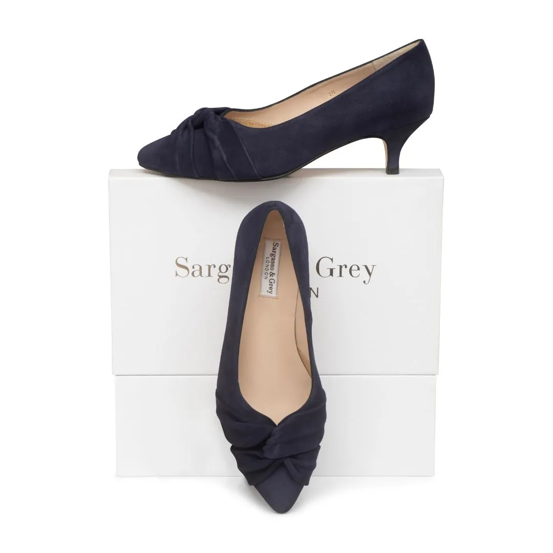 Tandi Extra-Wide Fit Kitten Heels - Navy Suede