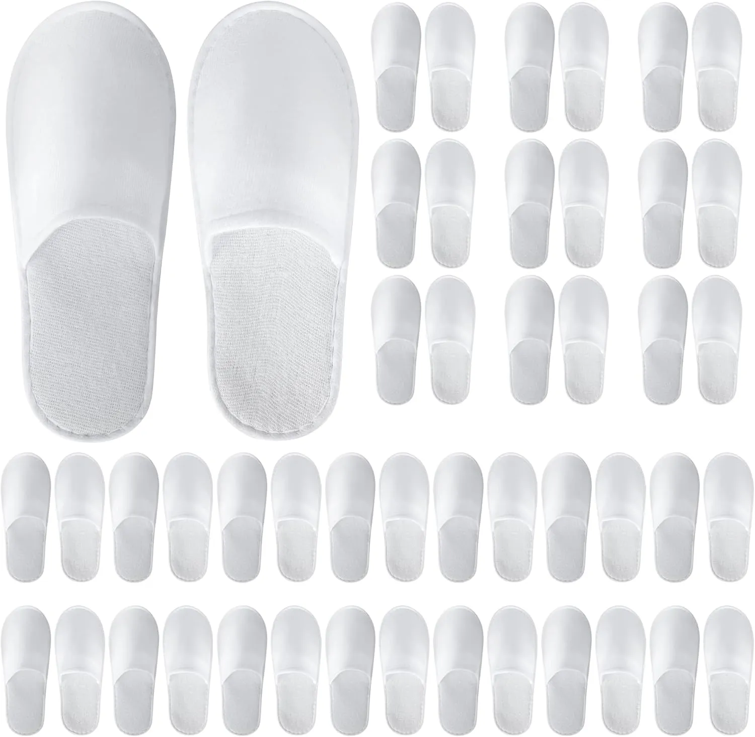 UrbanRoots 28 Pairs Disposable Slippers For Guests,Bulk Slippers For Hotel,Spa,Travel,Shoeless Home,Spa Slippers With Pouch,Non-Slip(White)