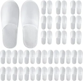 UrbanRoots 28 Pairs Disposable Slippers For Guests,Bulk Slippers For Hotel,Spa,Travel,Shoeless Home,Spa Slippers With Pouch,Non-Slip(White)