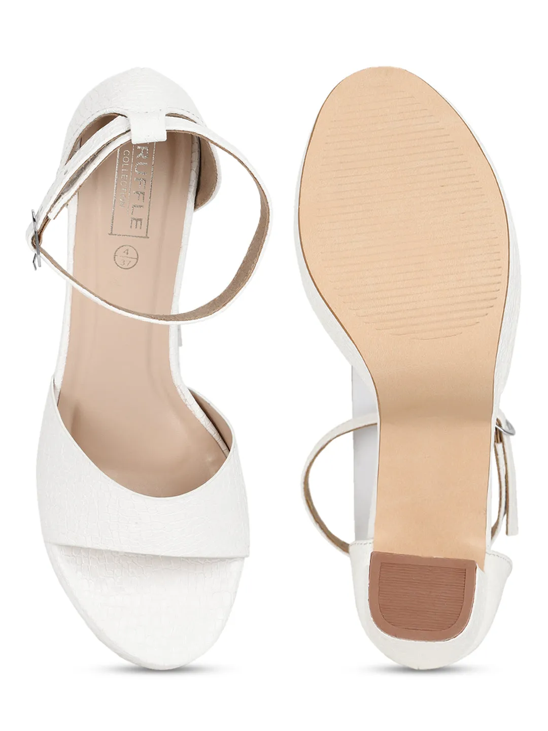White PU Croc Pattern High Block Heel Sandals (TC-SLC-V103-WHT)