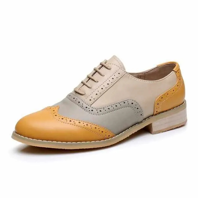 Women Vintage Handmade Genuine Leather Oxford Shoes