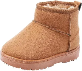 WUIWUIYU Toddlers Boys Girls Outdoors Warm Fur Lined Winter Snow Boots Ankle Booties Khaki Size 12