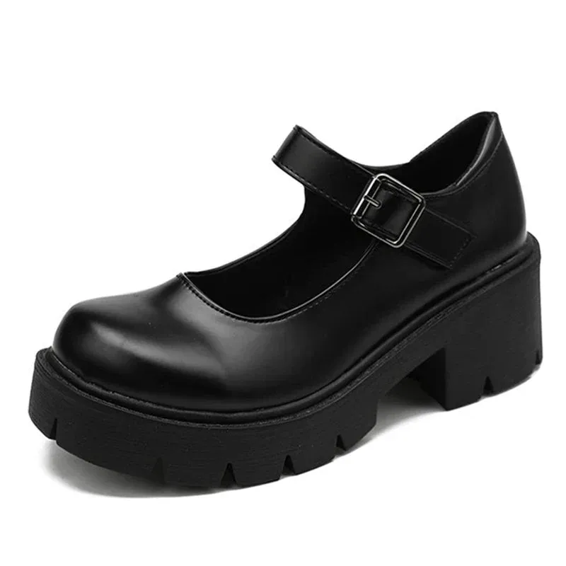 Xajzpa  Summer Platform Leather Shoes Women Flats Casual Oxford Loafers Thick Bottom Ladies Wedge Lolita Shoes Mary Jane Ladies