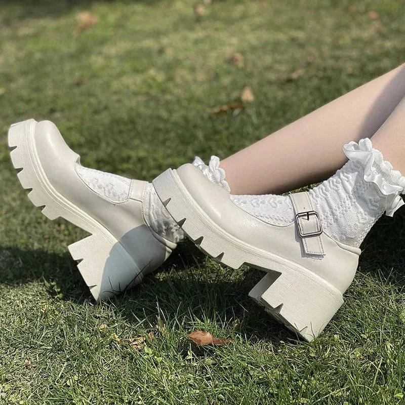 Xajzpa  Summer Platform Leather Shoes Women Flats Casual Oxford Loafers Thick Bottom Ladies Wedge Lolita Shoes Mary Jane Ladies